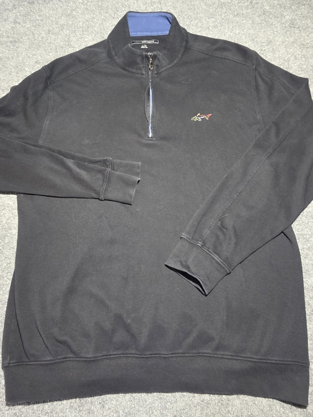 Greg Norman Men's 1/4 Zip Pullover Sweatshirt Black Size XXL Embroidered Shark L